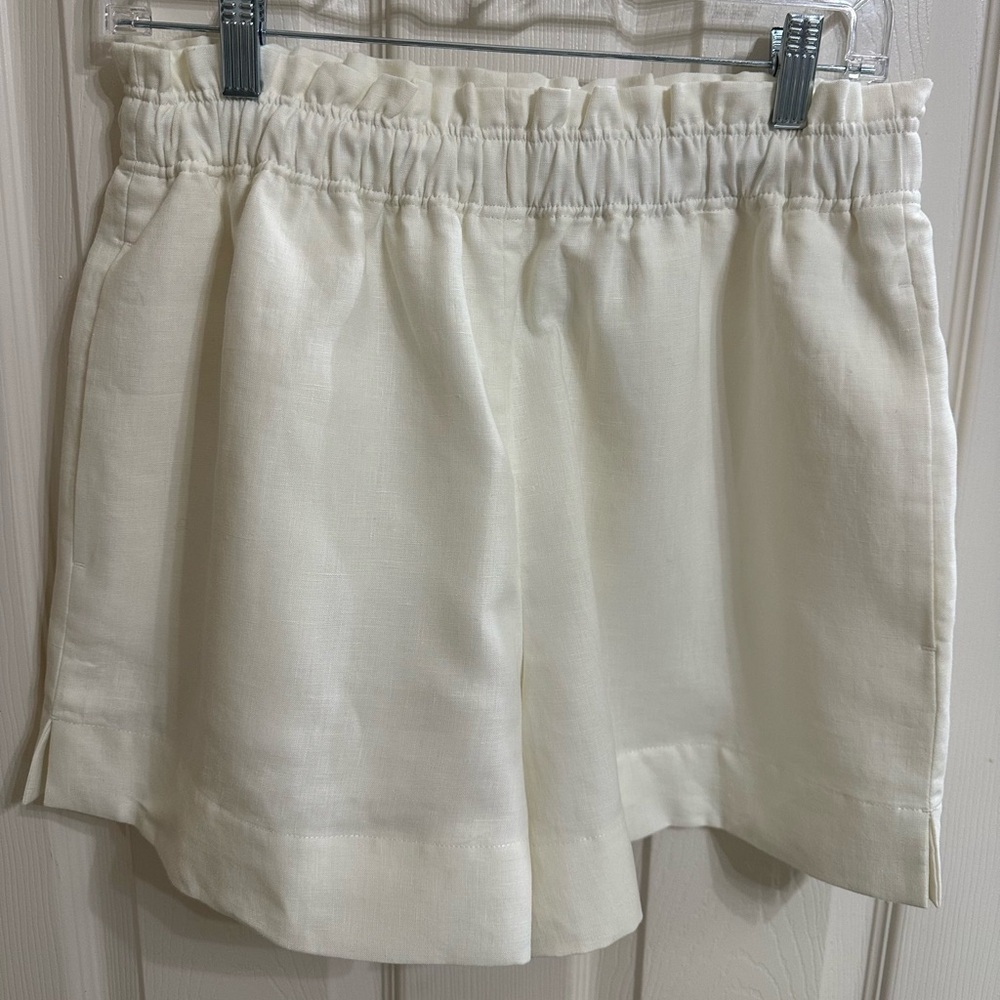 100% Linen Club Monaco Cream High Waist Shorts W/Pockets $98 - Picture 3 of 7